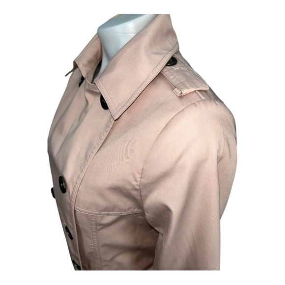 MAYSON GRAY Pink Trench Coat Double Button Waist Belt Knee Length Size 2 - Picture 7 of 16